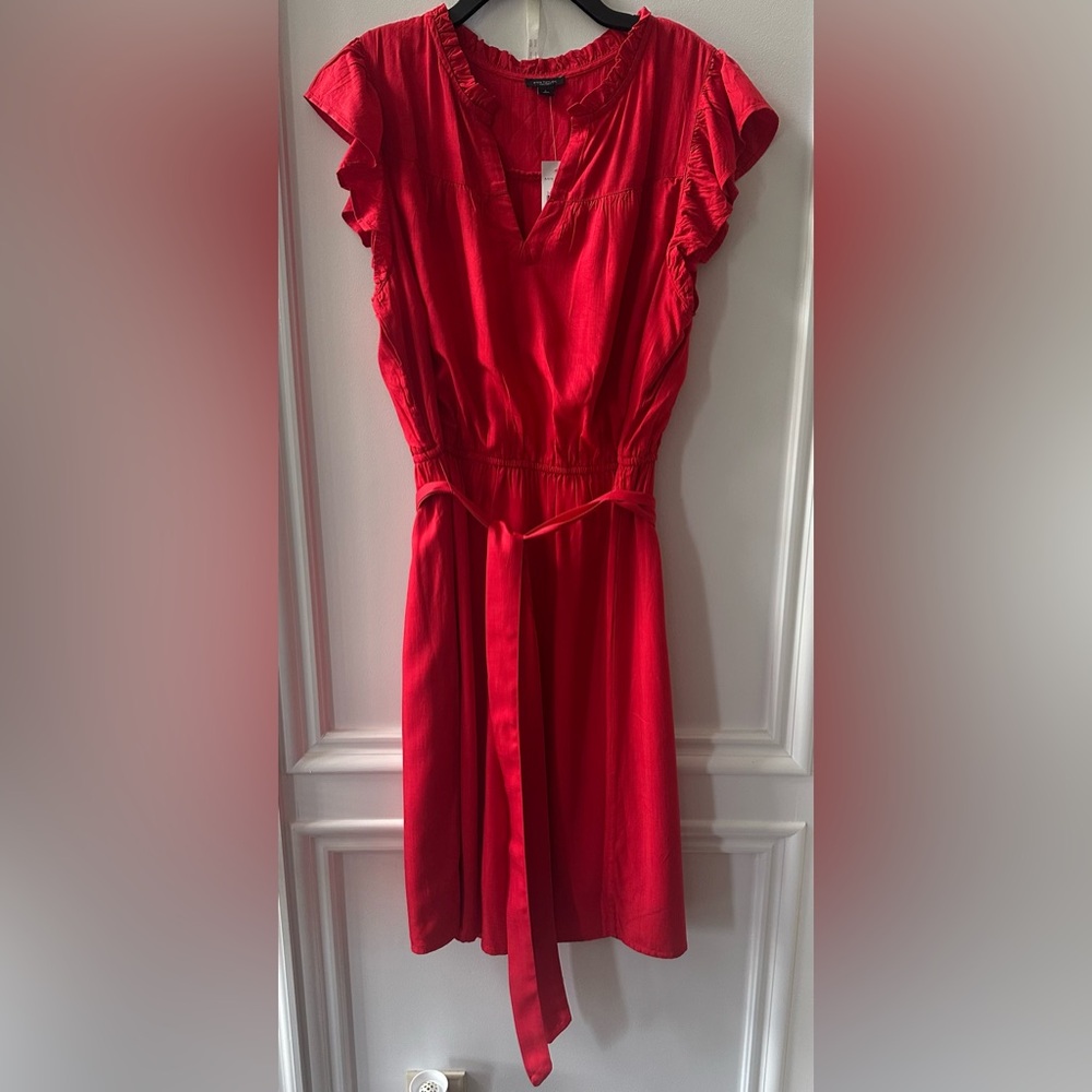 NWT Ann Taylor Factory ScarleT Punch Dress with Ruffle Detail Size L (orig $110)